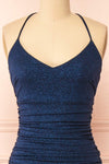 Samira Navy Sparkly Mermaid Maxi Dress w/ Slit | Boutique 1861 front