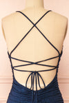 Samira Navy Sparkly Mermaid Maxi Dress w/ Slit | Boutique 1861 back
