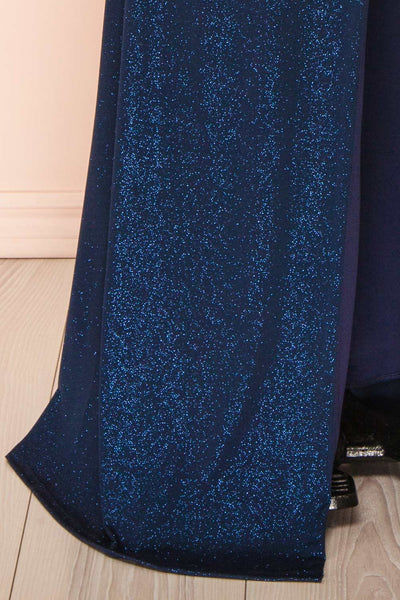 Samira Navy Sparkly Mermaid Maxi Dress w/ Slit | Boutique 1861 bottom