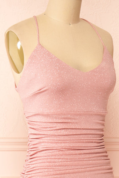 Samira Pink Sparkly Mermaid Maxi Dress w/ Slit | Boutique 1861  side