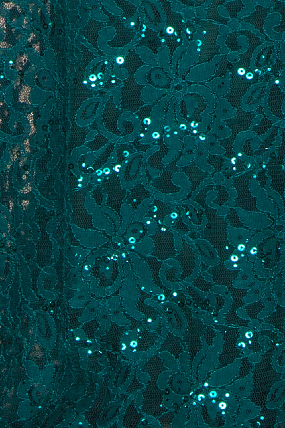 Samy Green Sparkly Lace Mermaid Dress w/ Slit | Boutique 1861 fabric 