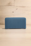 Sandy Dusty Blue Pleated Vegan Leather Wallet | La petite garçonne front view