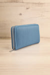 Sandy Dusty Blue Pleated Vegan Leather Wallet | La petite garçonne side view