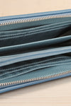 Sandy Dusty Blue Pleated Vegan Leather Wallet | La petite garçonne open close-up