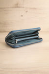 Sandy Dusty Blue Pleated Vegan Leather Wallet | La petite garçonne open view