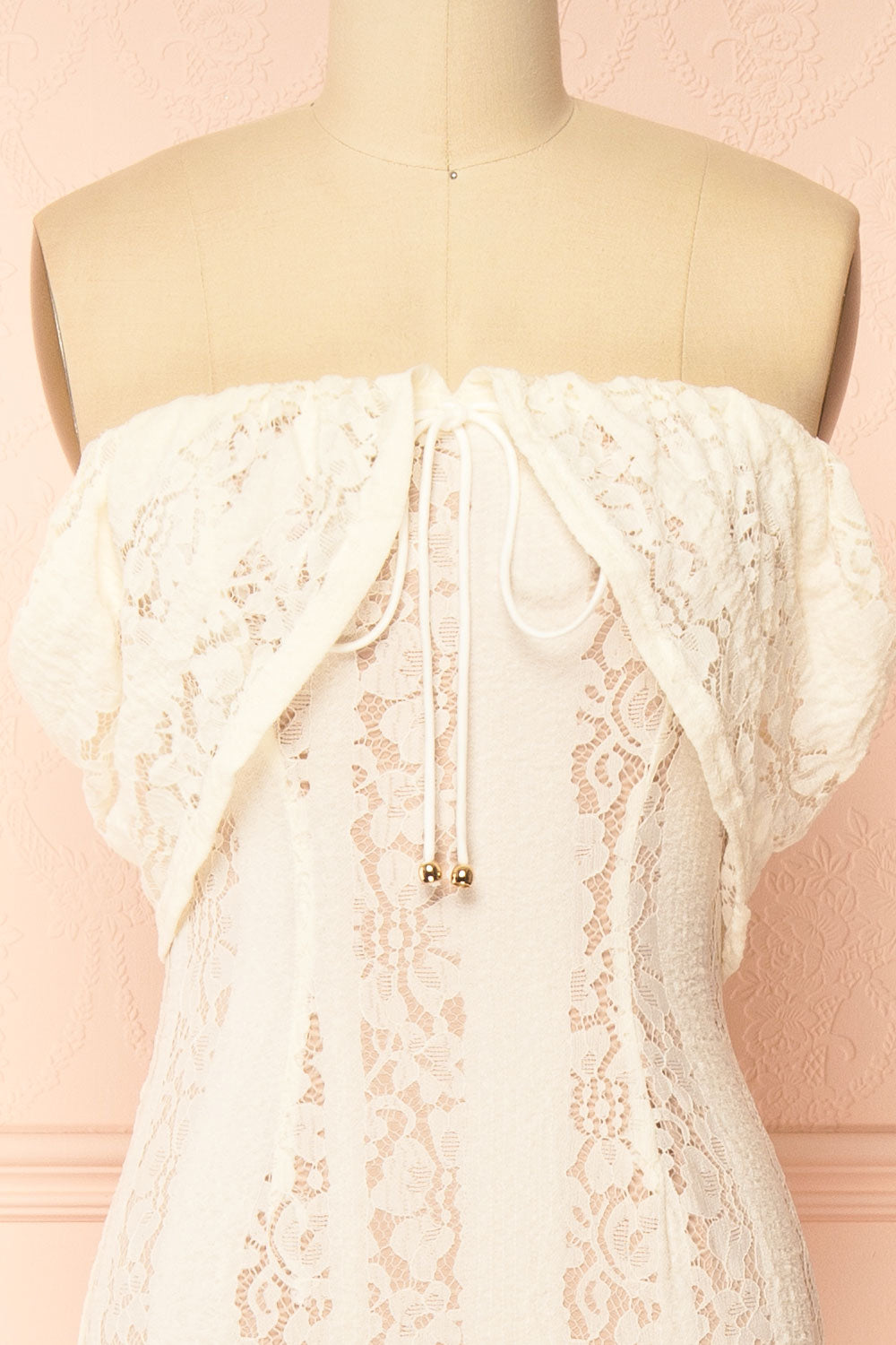 Sangaya Off-Shoulder Cream Lace Maxi Dress | Boudoir 1861 front 