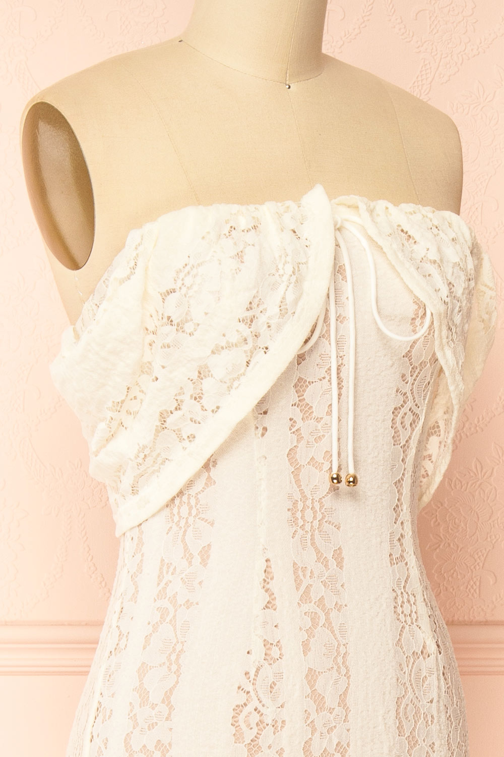 Sangaya Off-Shoulder Cream Lace Maxi Dress | Boudoir 1861 side