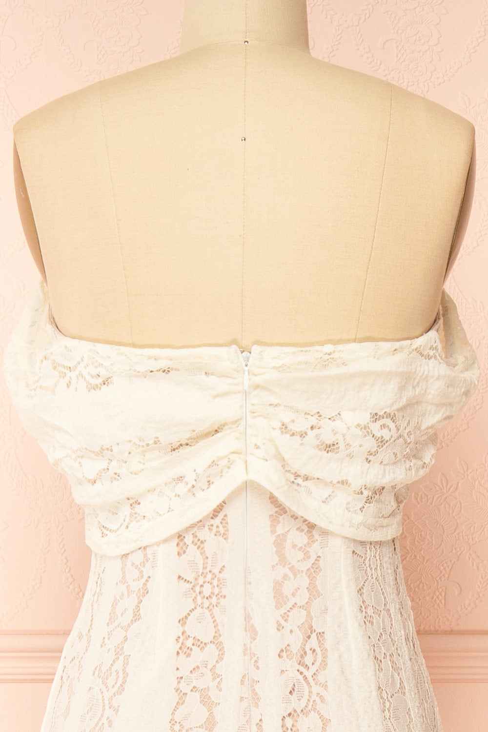 Sangaya Off-Shoulder Cream Lace Maxi Dress | Boudoir 1861 back