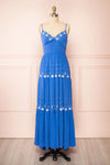 Santorine Blue Midi Dress w/ Floral Embroidery | Boutique 1861 front view
