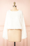 Saphina White Crop Top w/ Feathery Texture | Boutique 1861 front view