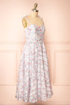 Saphira Blue Bustier Floral Midi Dress | Boutique 1861 side view