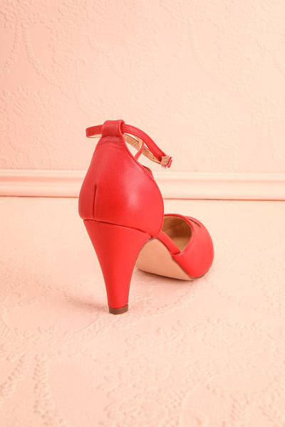 Sapinette Red Round Toe Heeled Shoes | Boutique 1861 back view
