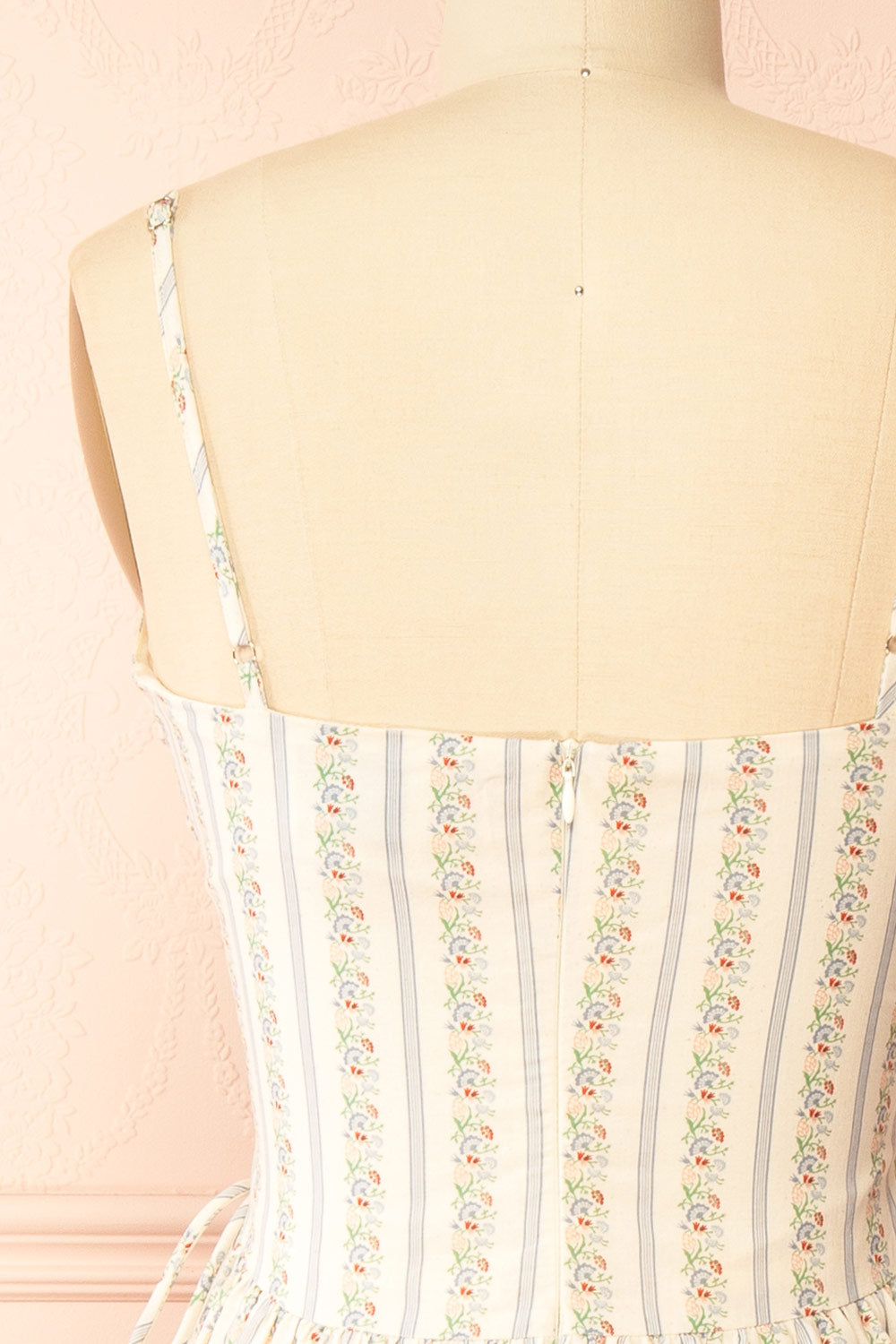 Saratou Floral Stripe Maxi Dress with Side Lace-Up Detail | Boutique 1861 back 