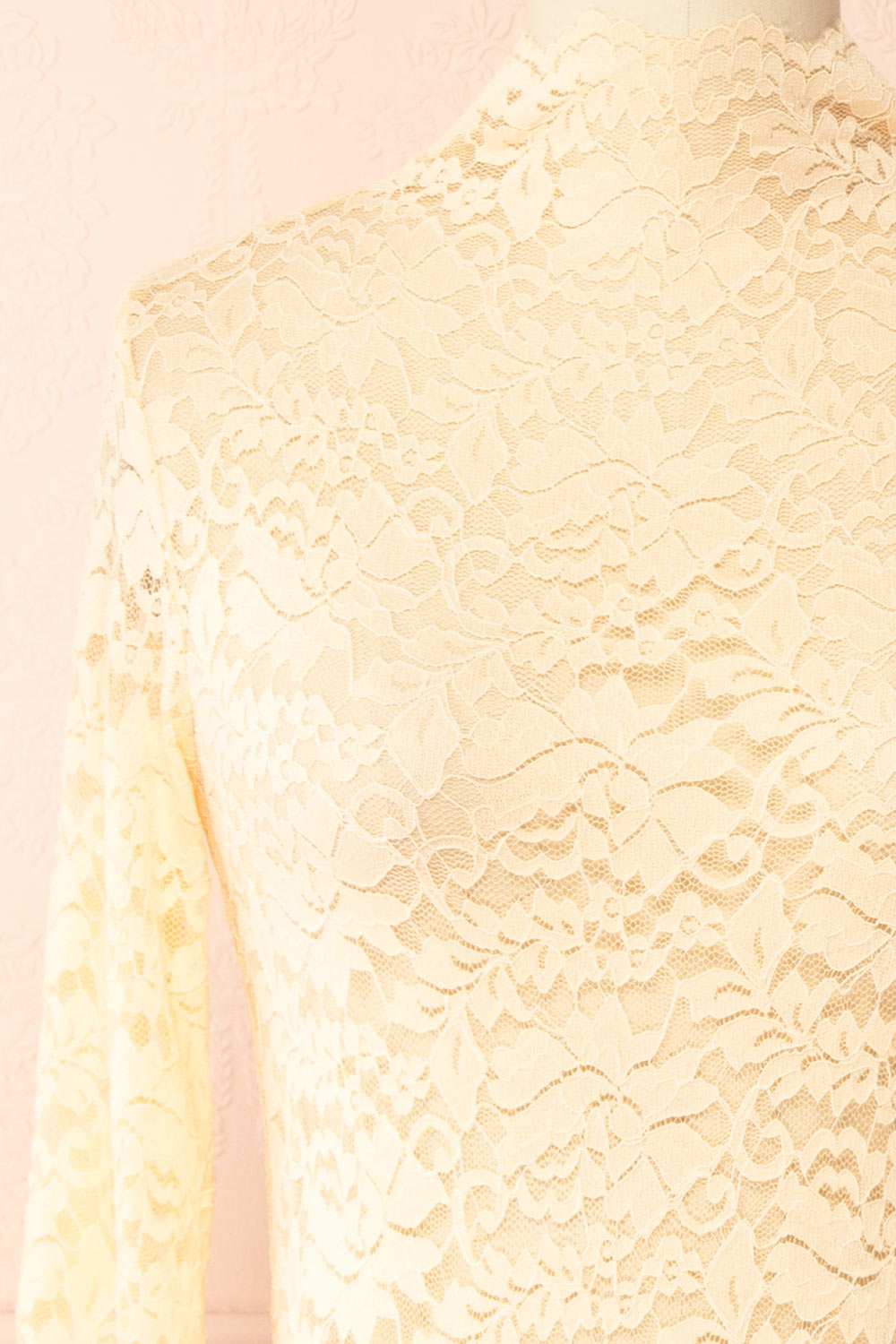 Sarida Beige Sheer Fitted Lace Top | Boutique 1861 front