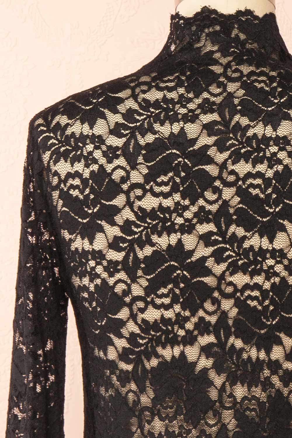 Sarida Black Sheer Fitted Lace Top | Boutique 1861 back