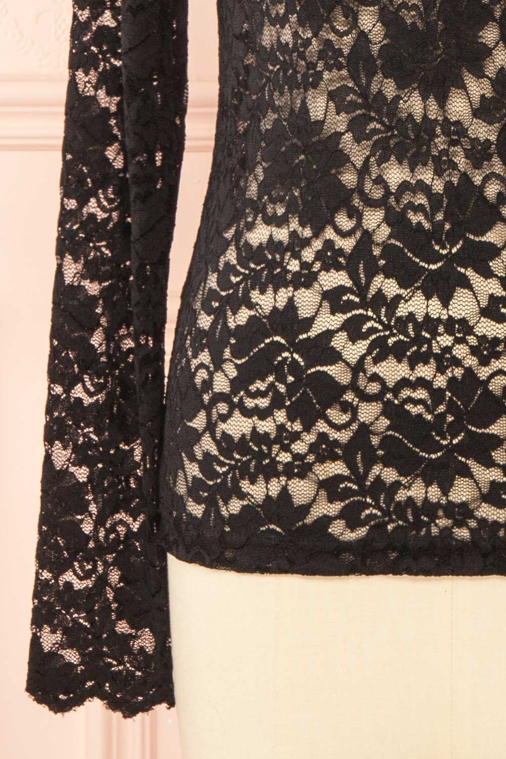 Sarida Black Sheer Fitted Lace Top | Boutique 1861 sleeve 