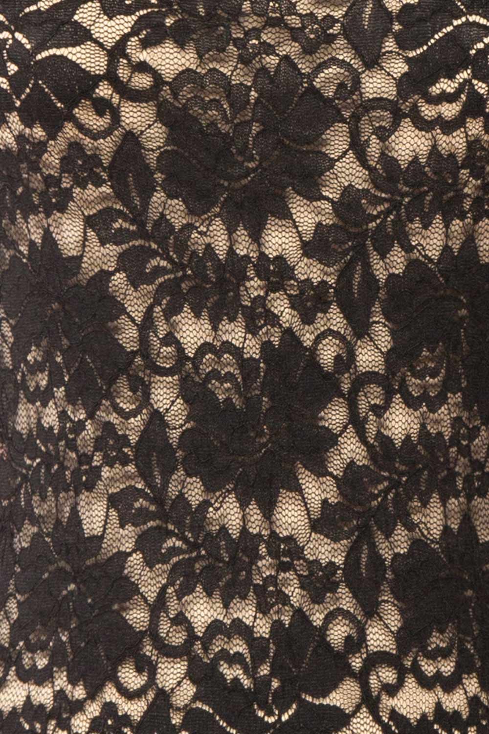 Sarida Black Sheer Fitted Lace Top | Boutique 1861 fabric 