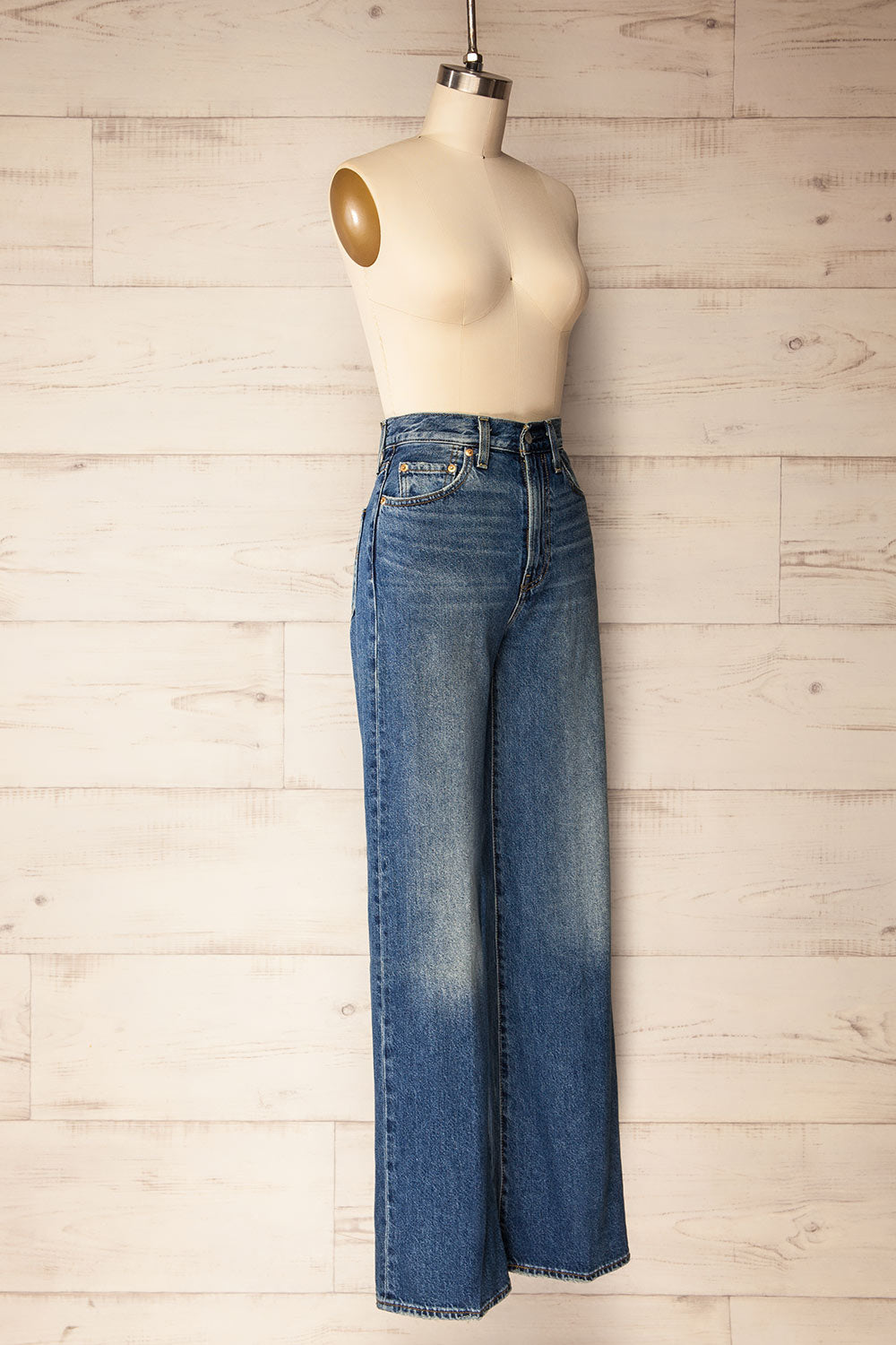 Sarzana High Rise Blue Denim Pants | La petite garçonne side view