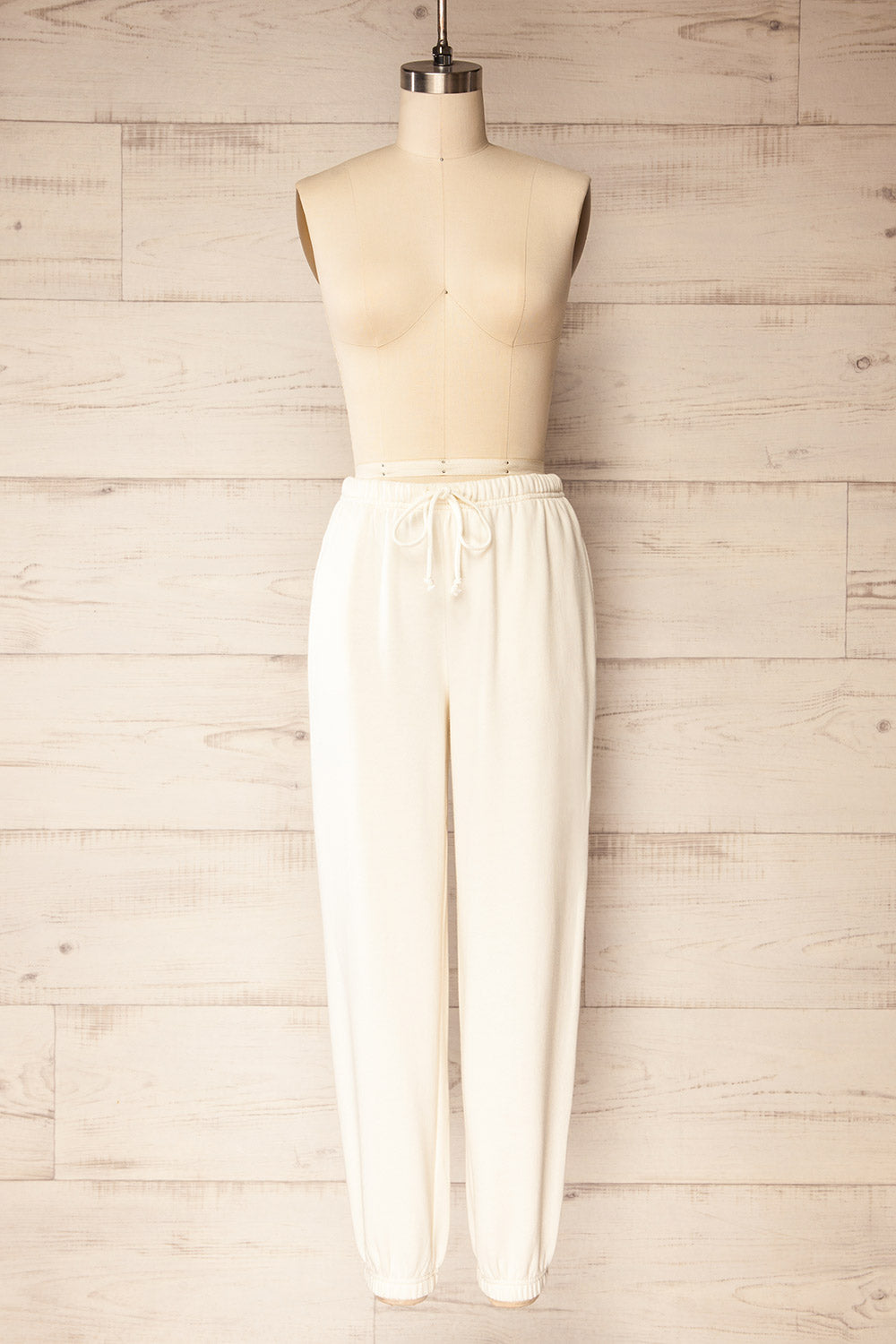 Satara White Wide Leg Jogger Pants | La petite garçonne front view 
