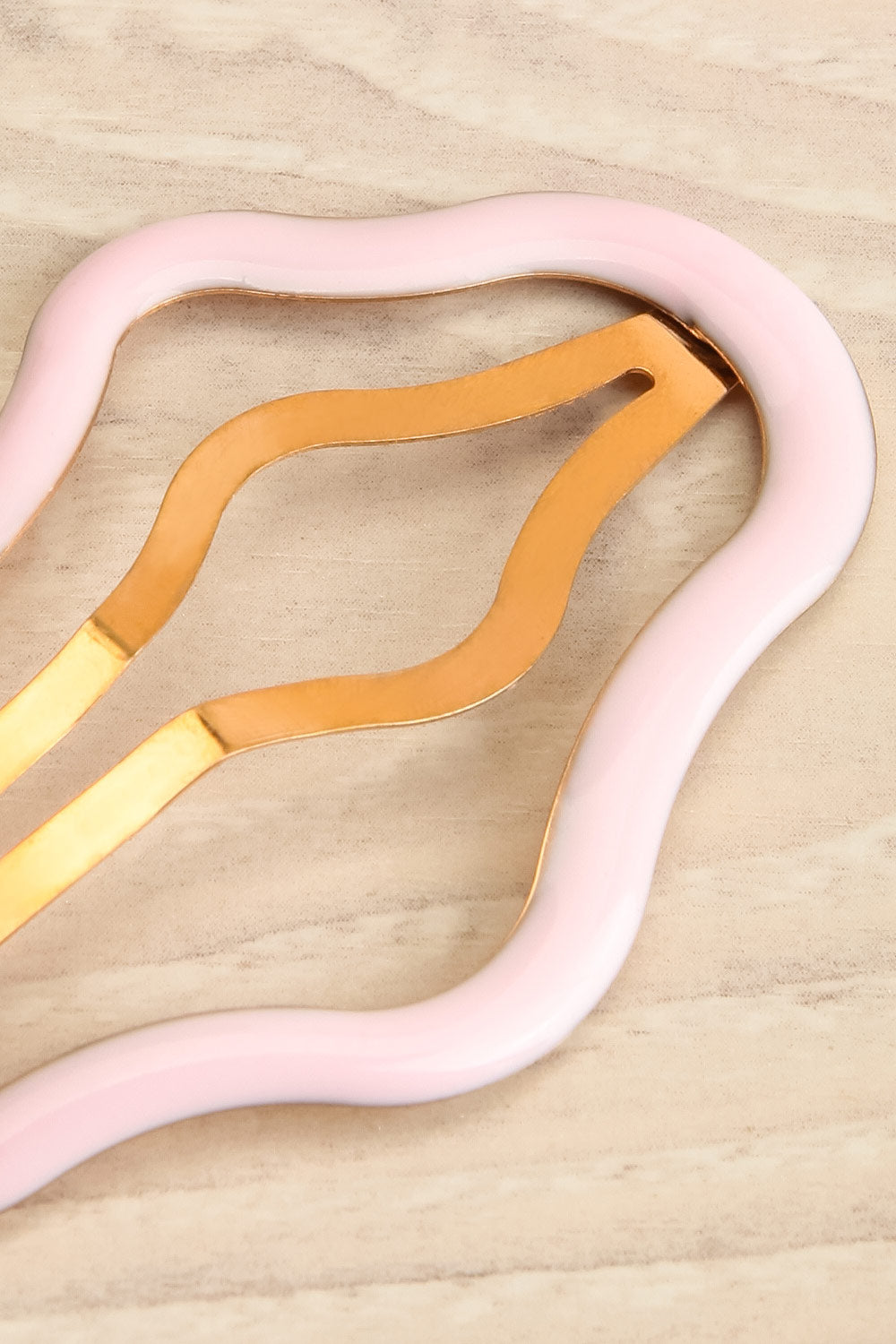 Satelitte Pink Abstract Shaped Hair Clip | La petite garçonne close-up front