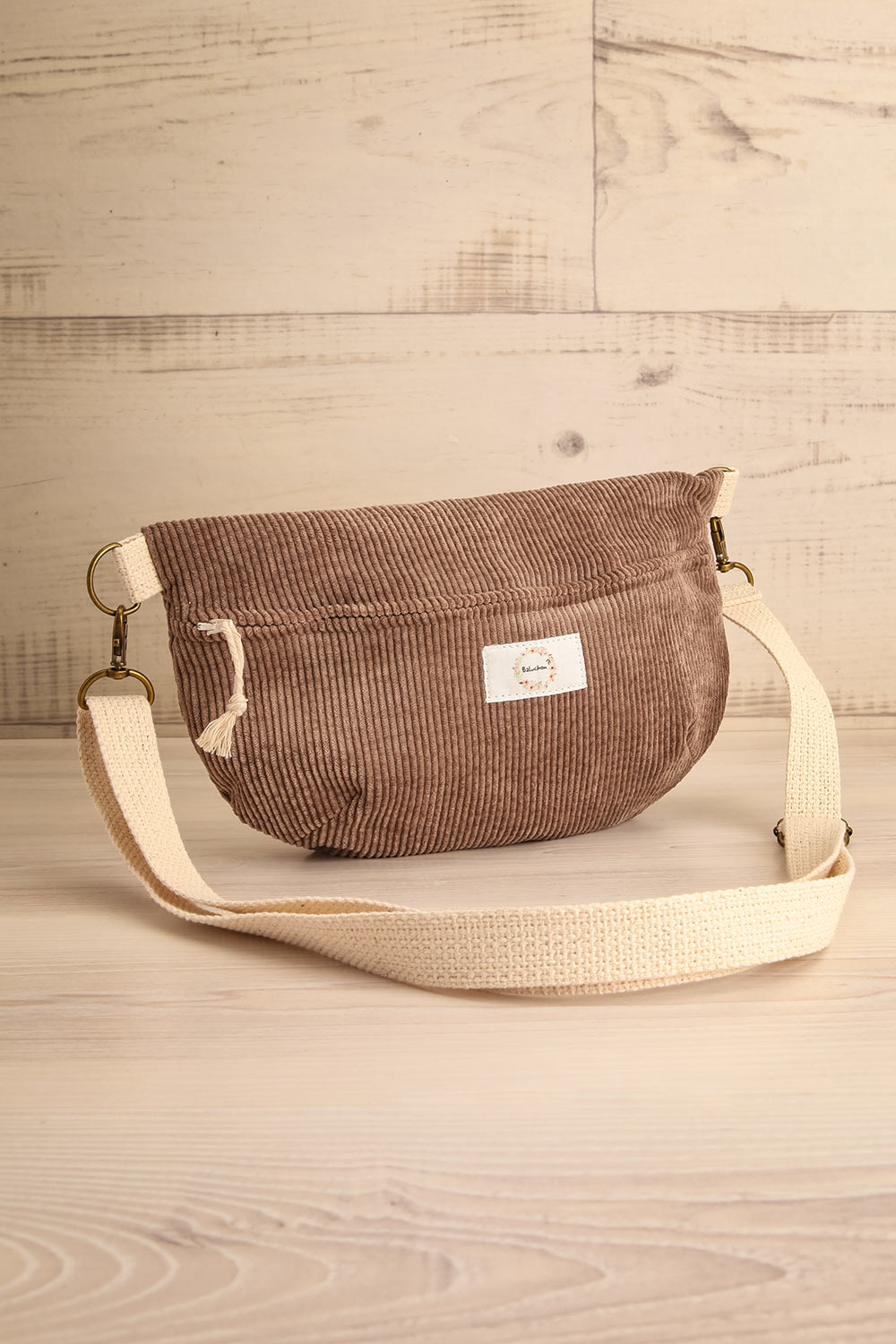 Saturne Taupe Corduroy Fanny Pack Bag | La petite garçonne front
