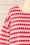 Saumur Pink & Red Patterned Knit Sweater | La petite garçonne front