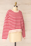 Saumur Pink & Red Patterned Knit Sweater | La petite garçonne side view