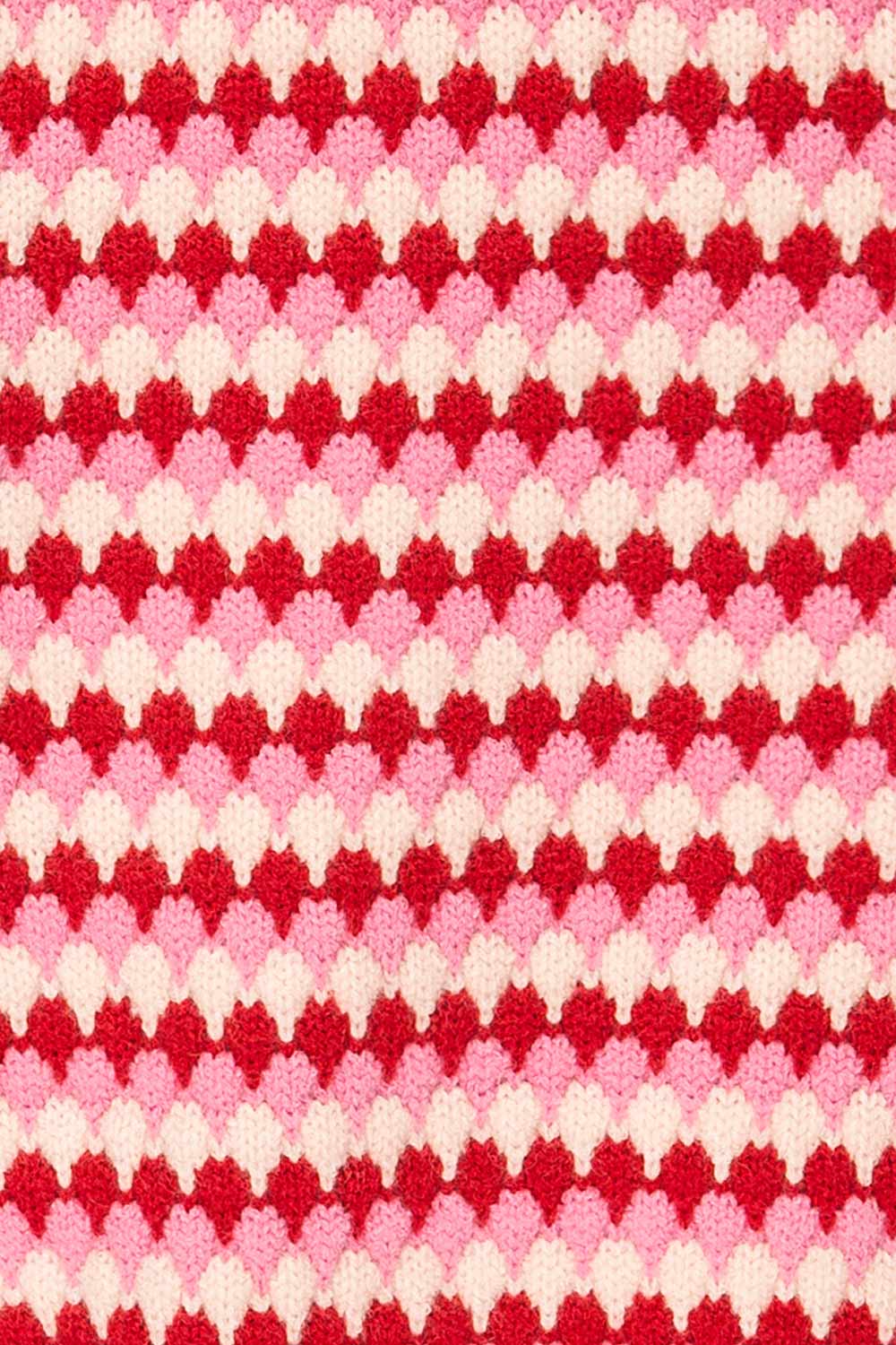 Saumur Pink & Red Patterned Knit Sweater | La petite garçonne fabric