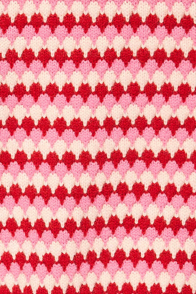 Saumur Pink & Red Patterned Knit Sweater | La petite garçonne fabric