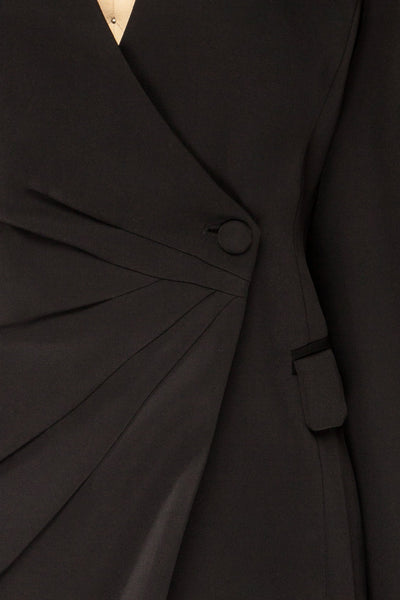 Savila Black Asymmetrical Blazer Dress | La petite garçonne details