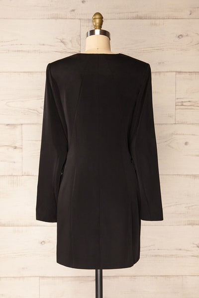 Savila Black Asymmetrical Blazer Dress | La petite garçonne back view