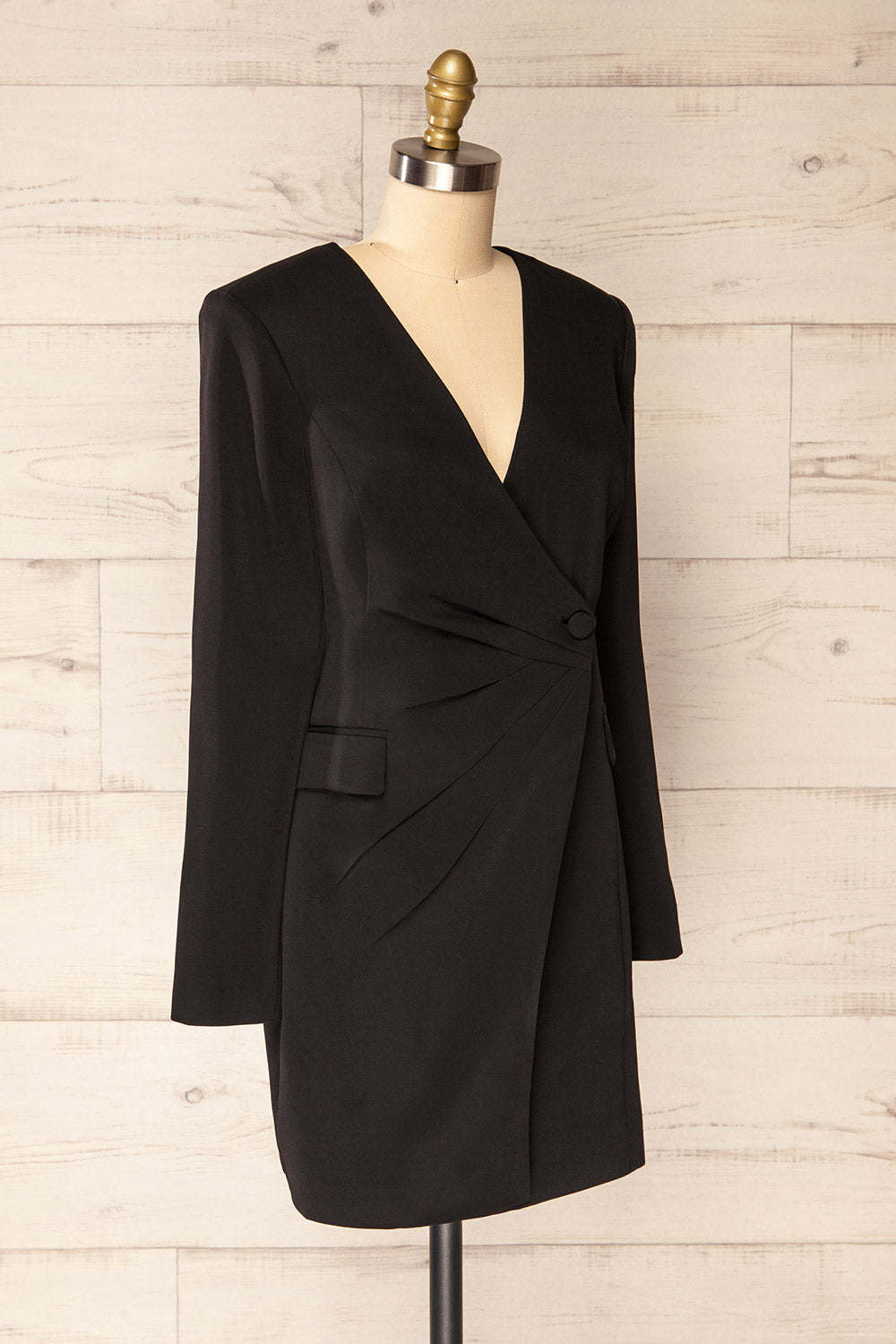 Savila Black Asymmetrical Blazer Dress | La petite garçonne side view