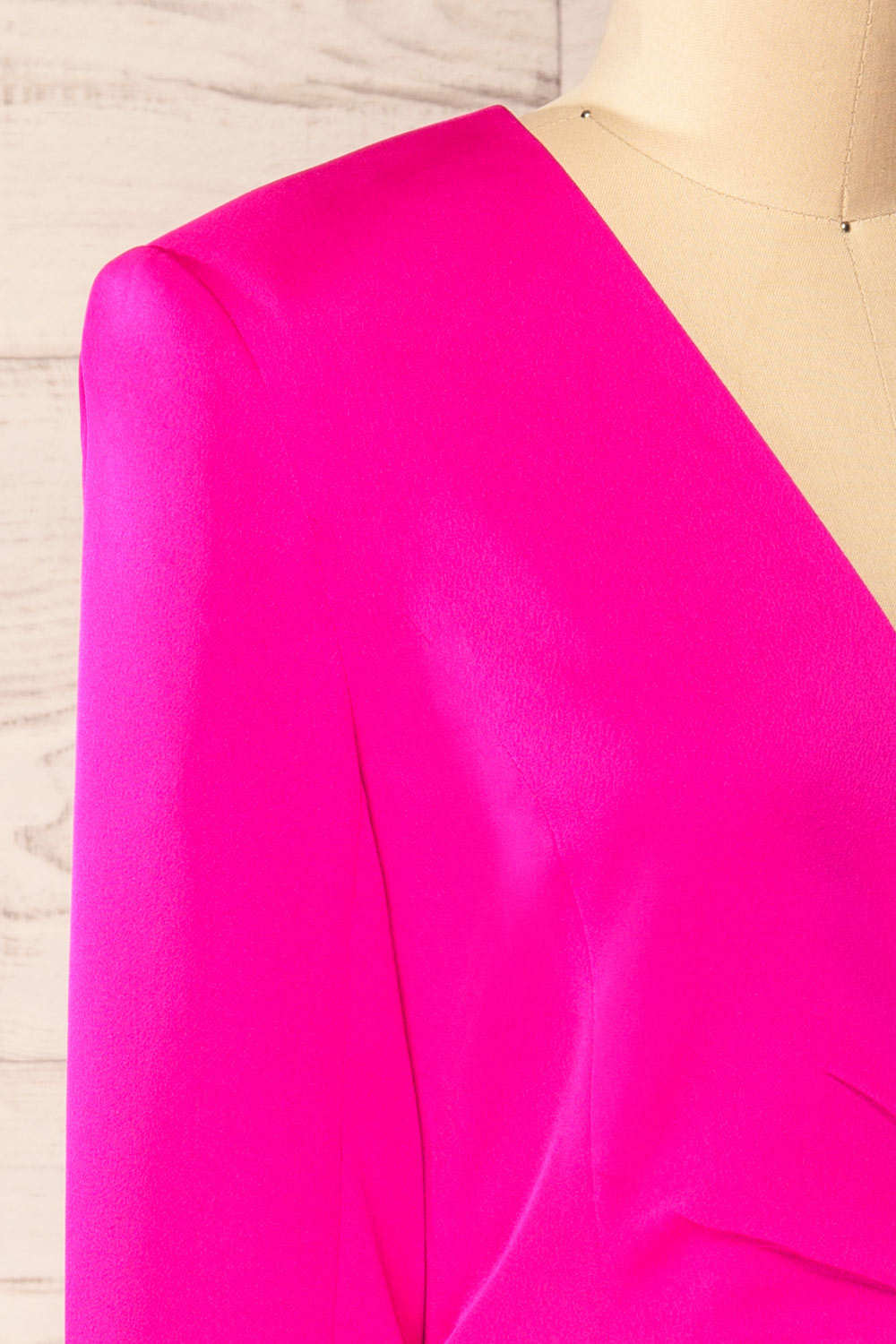 Savila Fuchsia Asymmetrical Blazer Dress | La petite garçonne side close-up