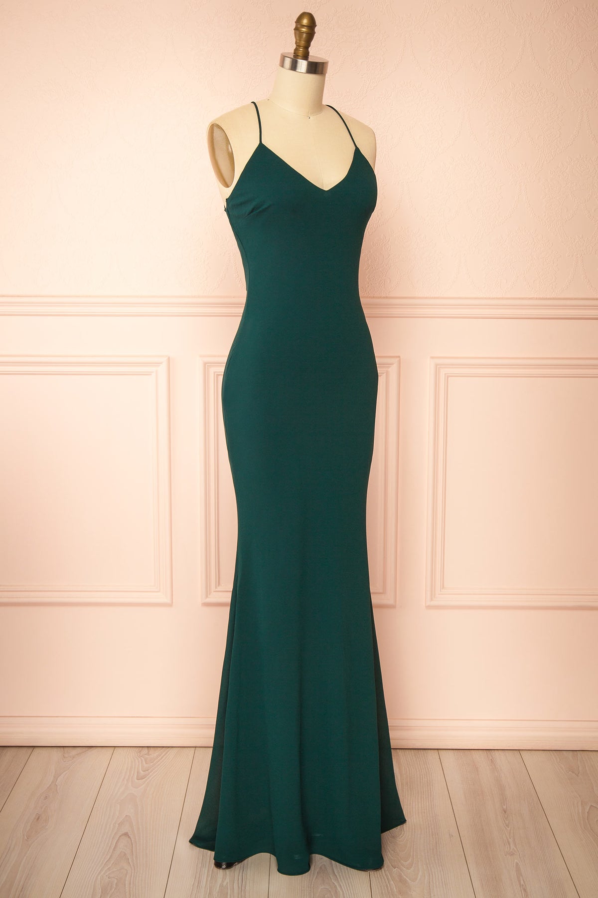 Sawako Green | Maxi Dress with Asymmetrical Cape