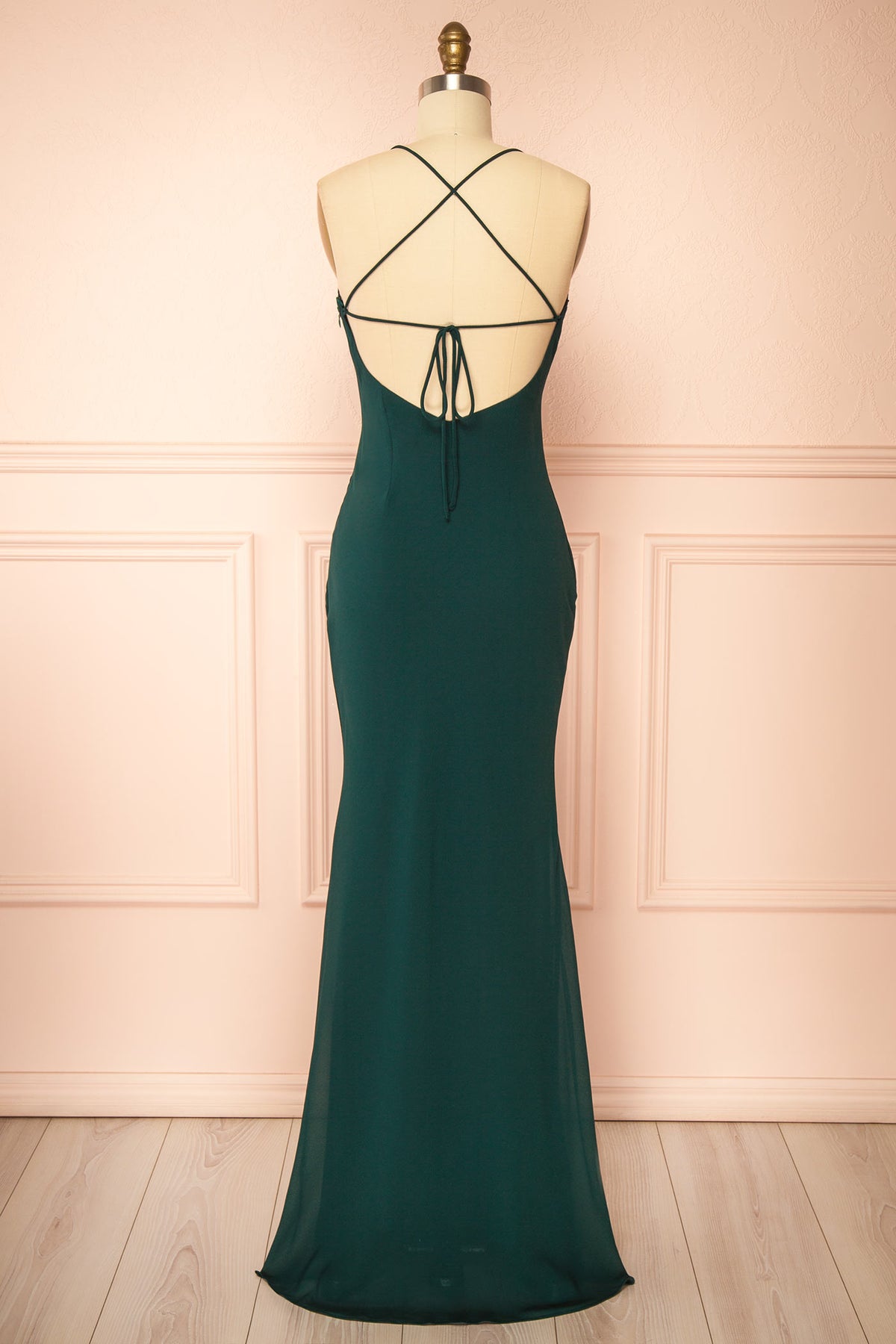 Sawako Green | Maxi Dress with Asymmetrical Cape