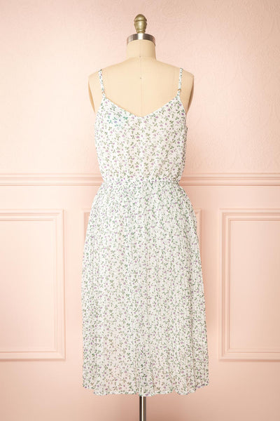 Sawol Floral Midi Dress w/ Pleated Skirt | Boutique 1861 back view