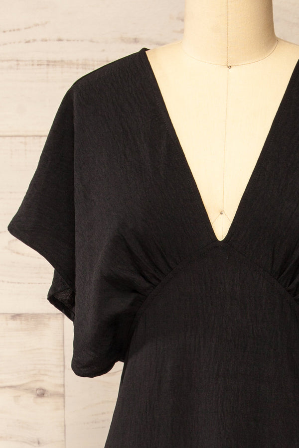 Scalloway Black Maxi Dress w/ Bat Sleeves | La petite garçonne