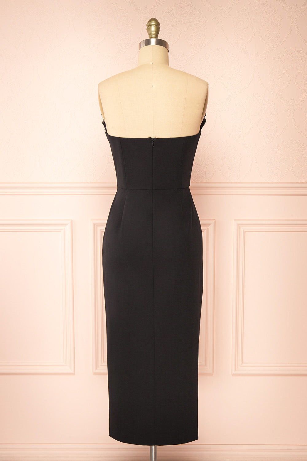 Black strapless midi dress hotsell