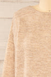 Scopello Beige Soft Knit Sweater w/ Open Back | La petite garçonne front close-up