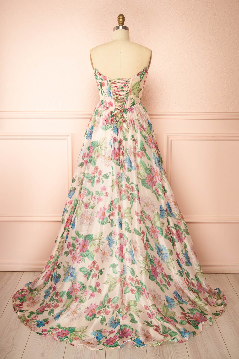 Scottie | Robe Corset Maxi Fleurie avec Bustier Drapé