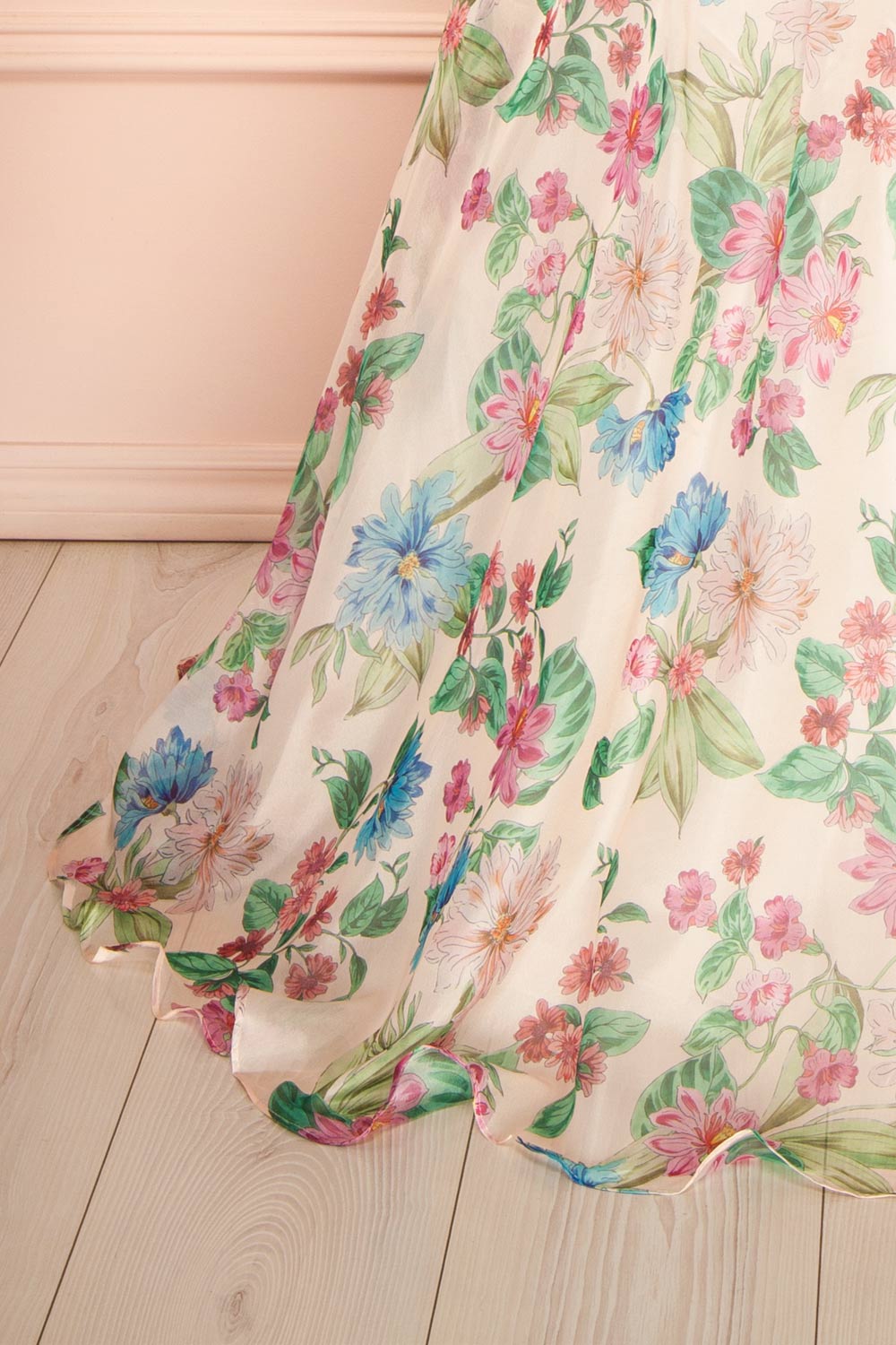 Scottie | Robe Corset Maxi Fleurie avec Bustier Drapé