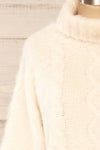 Seattle Ivory Fuzzy Knit Turtleneck Sweater | La petite garçonne front close-up