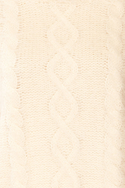 Seattle Ivory Fuzzy Knit Turtleneck Sweater | La petite garçonne fabric
