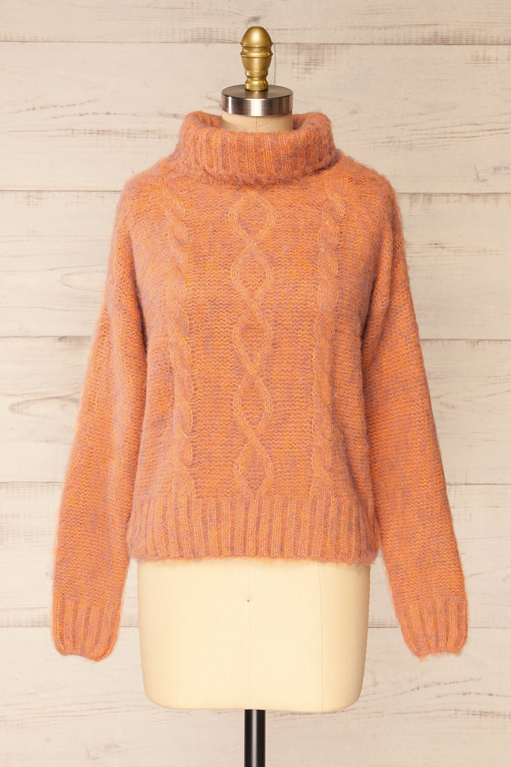 Seattle Rust Fuzzy Knit Turtleneck Sweater | La petite garçonne front view