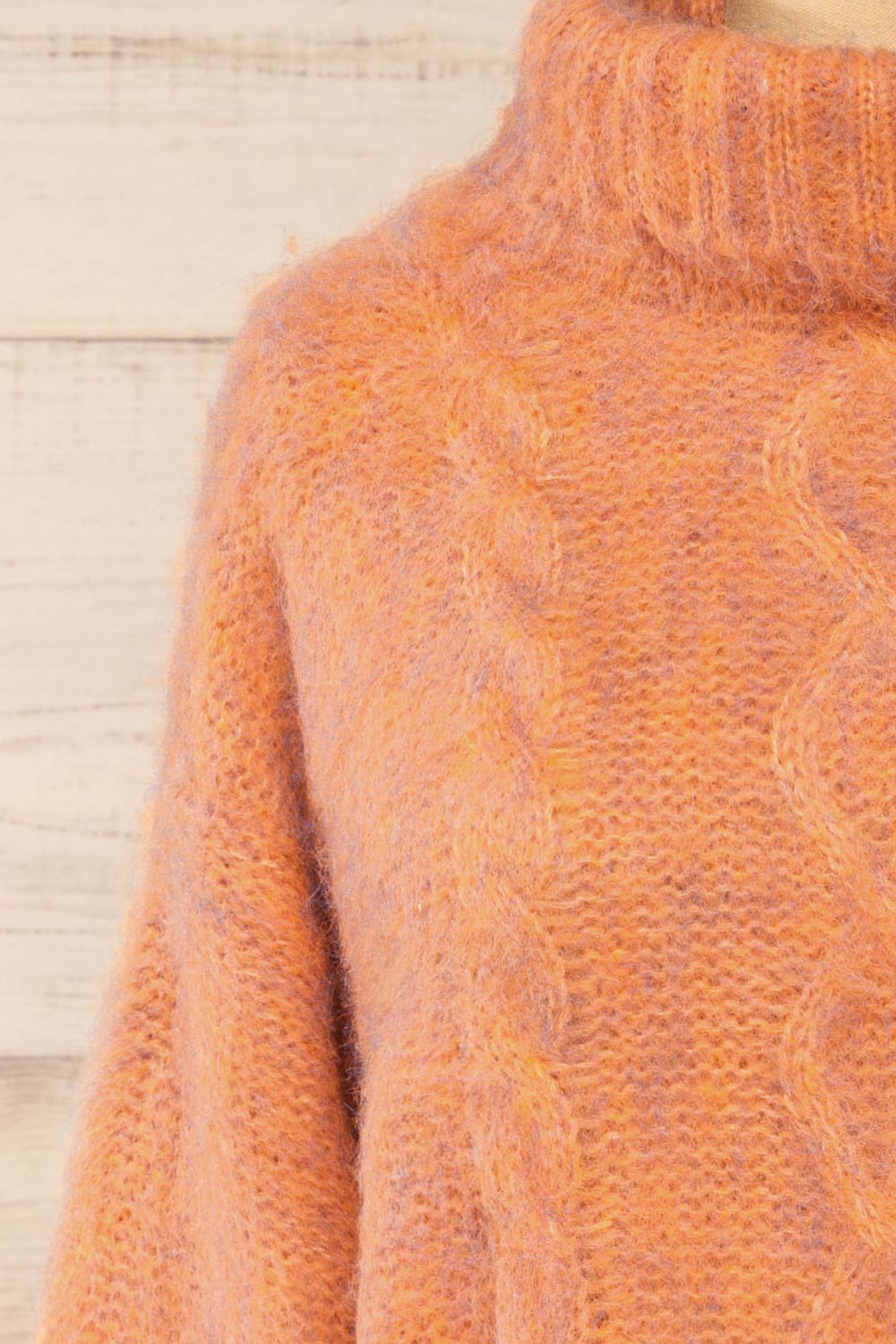 Seattle Rust Fuzzy Knit Turtleneck Sweater | La petite garçonne front