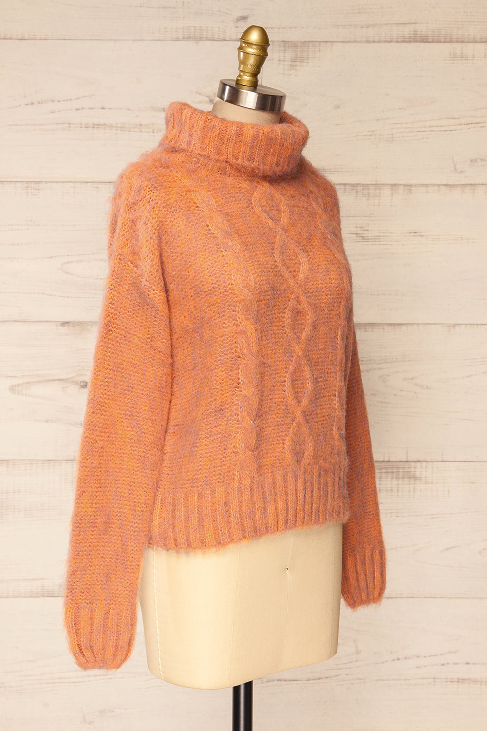 Seattle Rust Fuzzy Knit Turtleneck Sweater | La petite garçonne side view