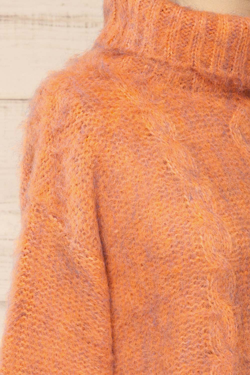 Seattle Rust Fuzzy Knit Turtleneck Sweater | La petite garçonne side