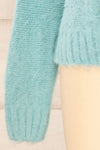 Seattle Teal Fuzzy Knit Turtleneck Sweater | La petite garçonne sleeve