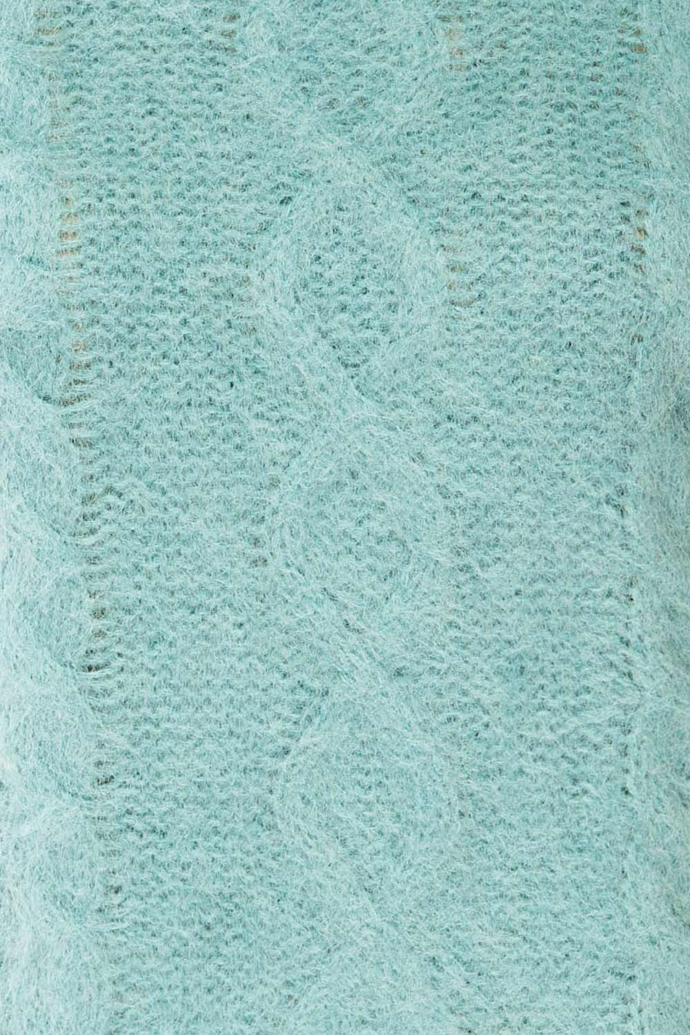 Seattle Teal Fuzzy Knit Turtleneck Sweater