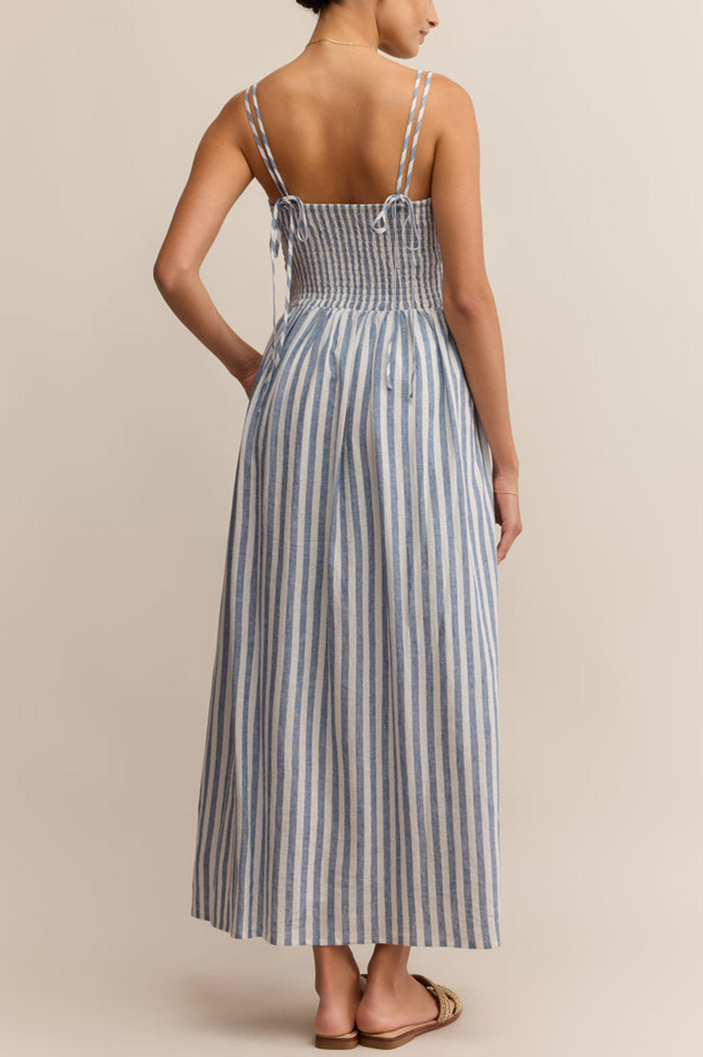 Sedona Long Striped Dress with Pockets | La petite garçonne back model
